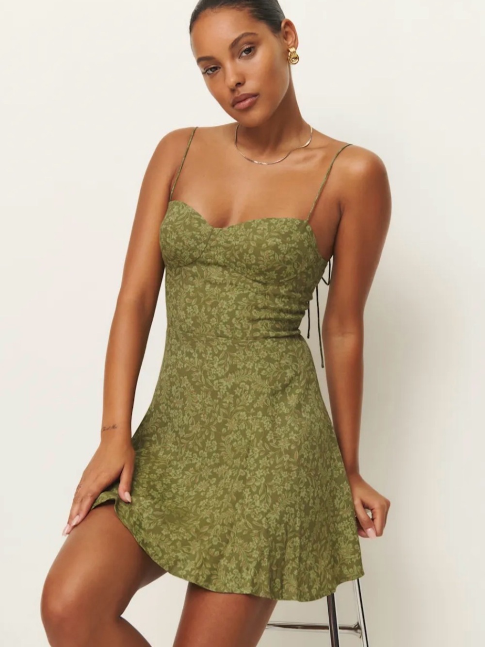 Reformation Saskia Dress Green - Size 6